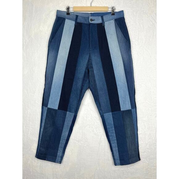 Tommy Remixed Patchwork Jeans Tommy Hilfiger Size 3 (16) 35inX27.5in High Rise - Picture 1 of 16